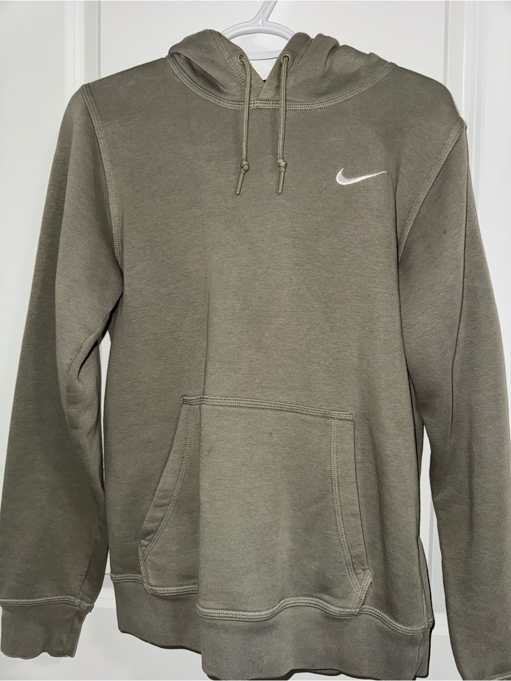 Nike Olive Pullover Hoodie with White Swoosh